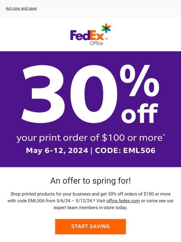 Get 30% off print orders of $100 or more with code EML506*