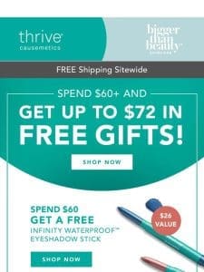 Get FREE Makeup， Skincare， and Shipping!
