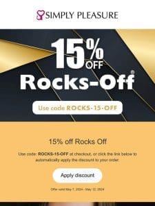 Get Your Rocks Off with 15% Off Rocks Off Toys!   Exclusive for Subscribers