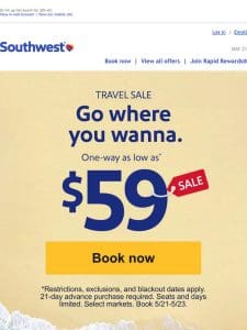 Get away for only $59.
