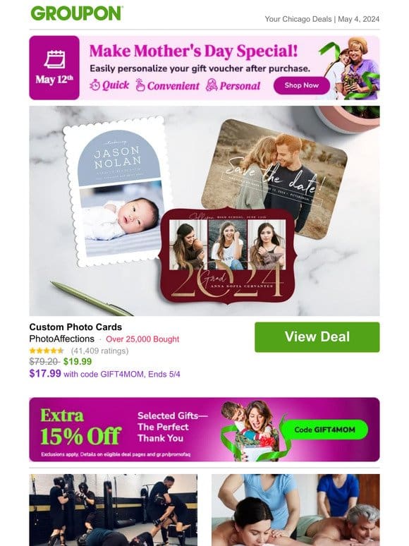 Get up to 15% off! Custom Photo Cards