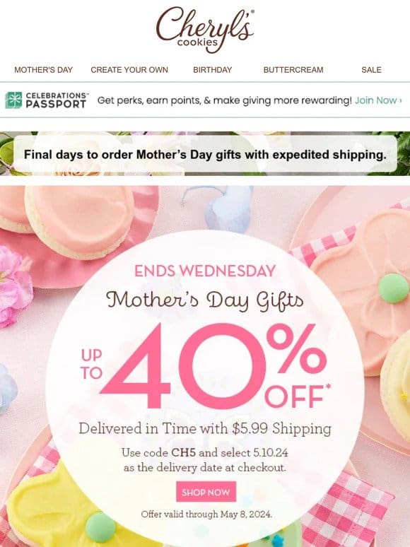 Gifts Mom will love up to 40% off + $5.99 shipping.