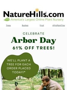 Go all out this Arbor Day with 61% Off Trees!?
