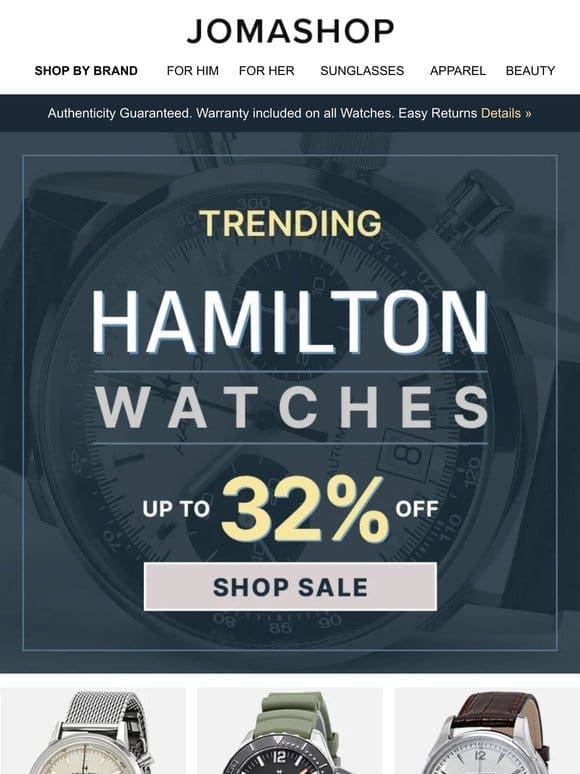 HAMILTON WATCHES SALE (Up To 32% OFF)