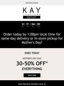 HOURS LEFT   30-50% OFF EVERYTHING