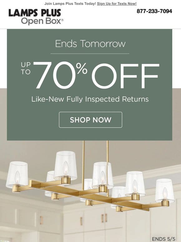 HURRY! Ends Tomorrow – Up to 70% Off