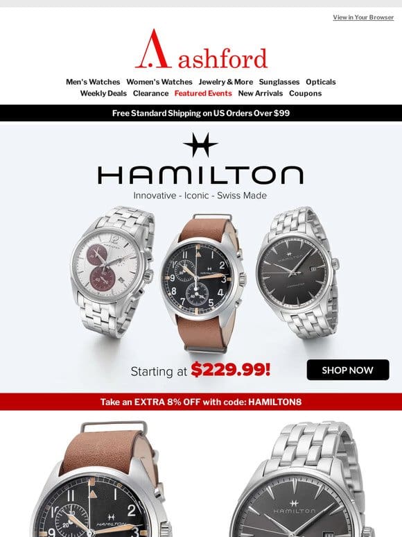 Hamilton Deals – Iconic Luxury from $229.99