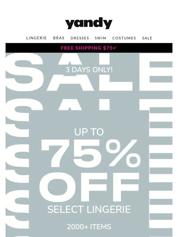 Happening NOW!! Up to 75% OFF Lingerie