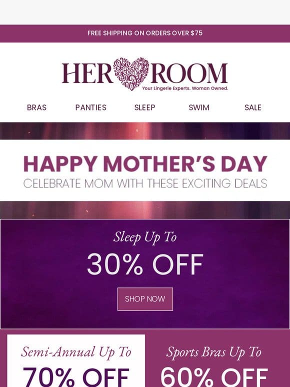 Happy Mother’s Day! Surprise Mom with Up to 30% off Sleepwear!