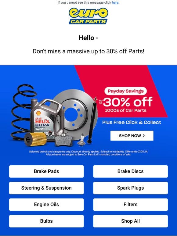 Hey — We’re Giving You Up To 30% Off Car Parts!