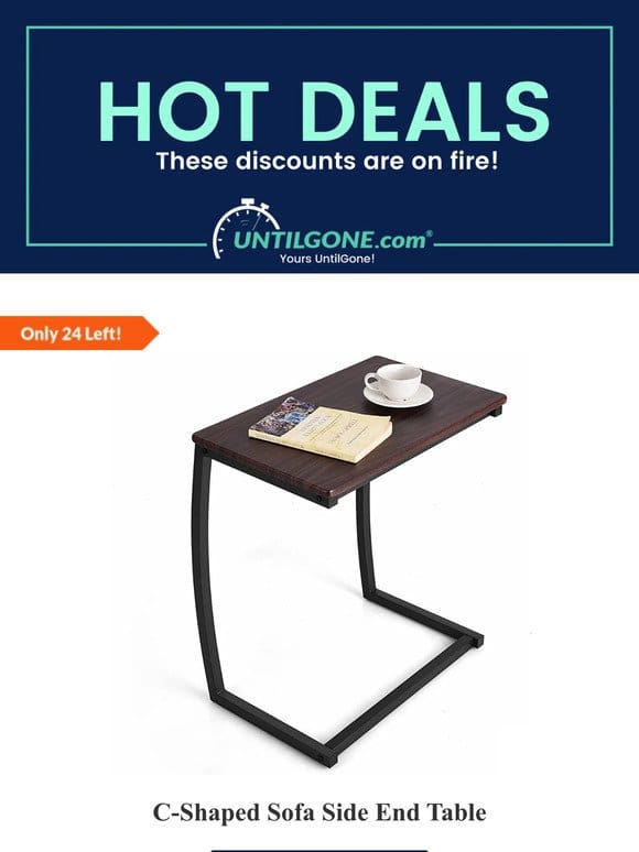 Hot Deals – 63% OFF C-Shaped Sofa Side End Table