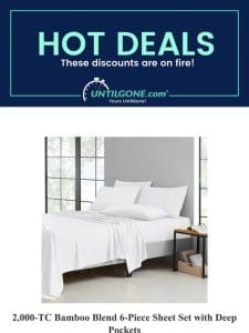 Hot Deals – 83% OFF 2，000-TC Bamboo Blend 6-Piece Sheet Set with Deep Pockets