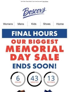 Hours Left! Our Greatest Shoe Sale Ends Soon!!
