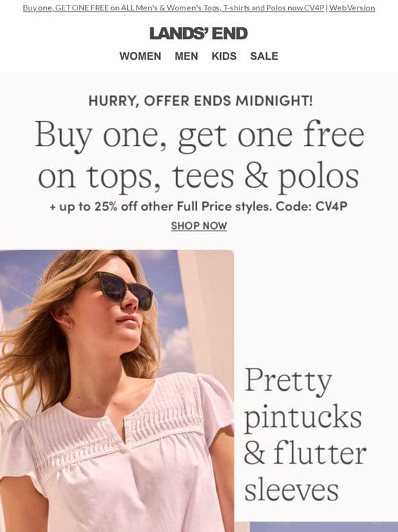 Hurry， Tops & Tees deal ends midnight!