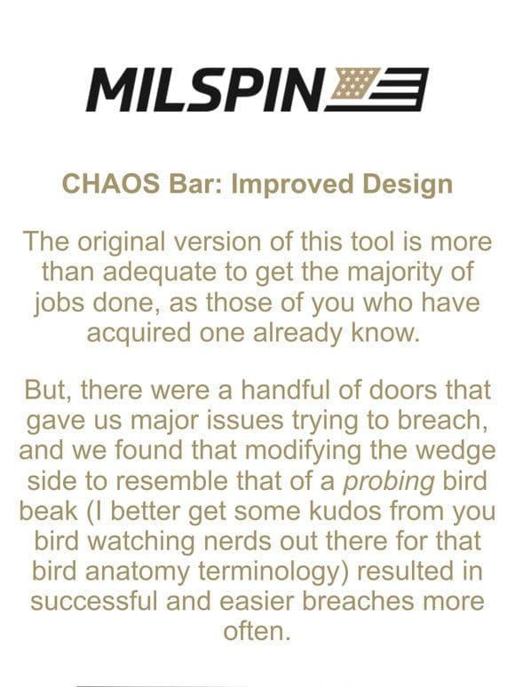 Improved CHAOS Bar Design