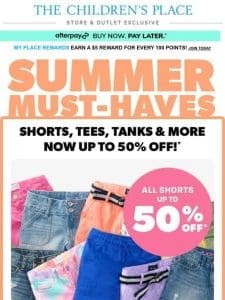 In Store & NOW: Up to 50% off ALL SHORTS!