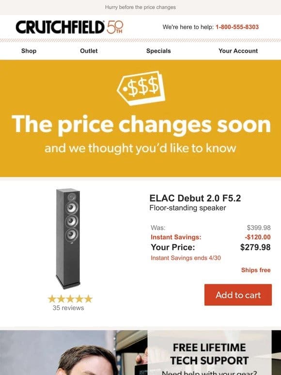 Instant Savings ends soon on the ELAC Debut 2.0 F5.2