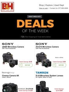 Instant Savings on Lenses， Action Cams， Cases， Computers， TV’s & More!