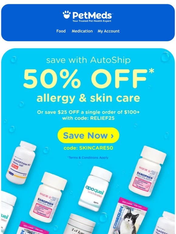 Itchy pet? Get 50% off allergy & skin care ?