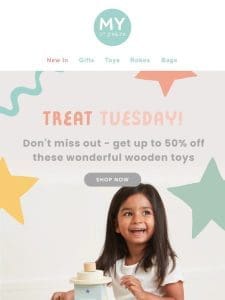 It’s Treat Tuesday! Up To 50% Off Wooden Toys