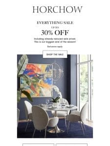 It’s happening now! 25-30% off designer furniture， rugs， bedding & more