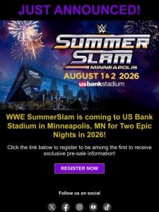 JUST ANNOUNCED! WWE SummerSlam Comes to Minneapolis in 2026!