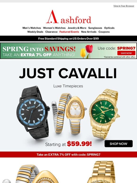 Just Cavalli Watches from $59.99 – Time to Save!