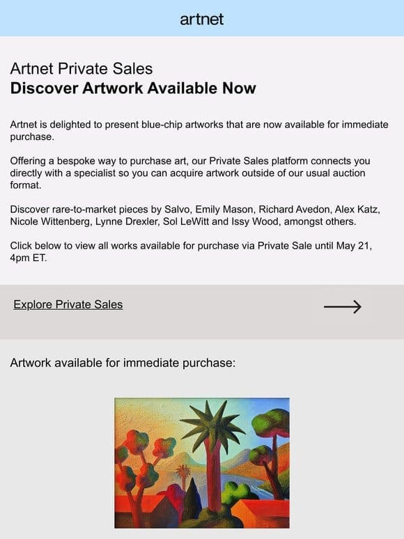 Just Launched: Artnet Private Sales