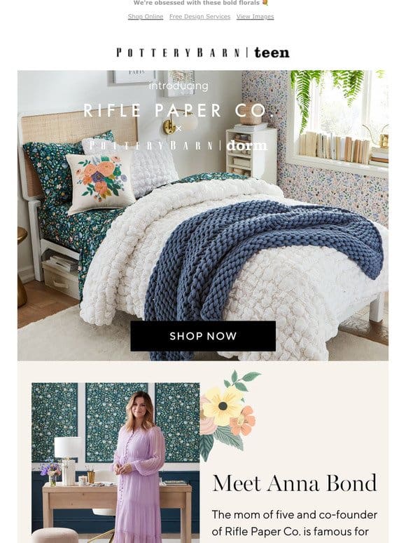 Just in: our new Rifle Paper Co. dorm collection