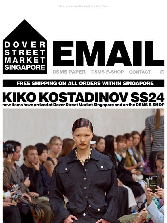 Kiko Kostadinov SS24 new items have arrived at Dover Street Market Singapore and on the DSMS E-SHOP