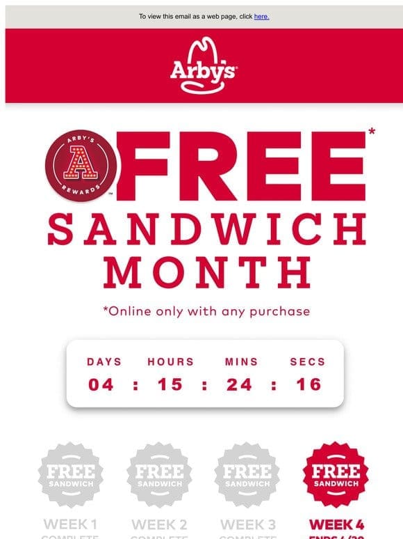 LAST CHANCE – This week’s free sandwich ends 4/30