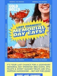 LAST CHANCE for Memorial Day Eats!  ️