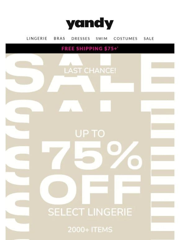 LAST CHANCE for Up to 75% Off Lingerie!