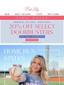 LAST CHANCE: take 20% OFF doorbusters!