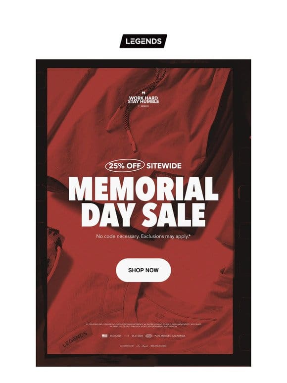 LIVE: Memorial Day Sale | 25% Off Sitewide