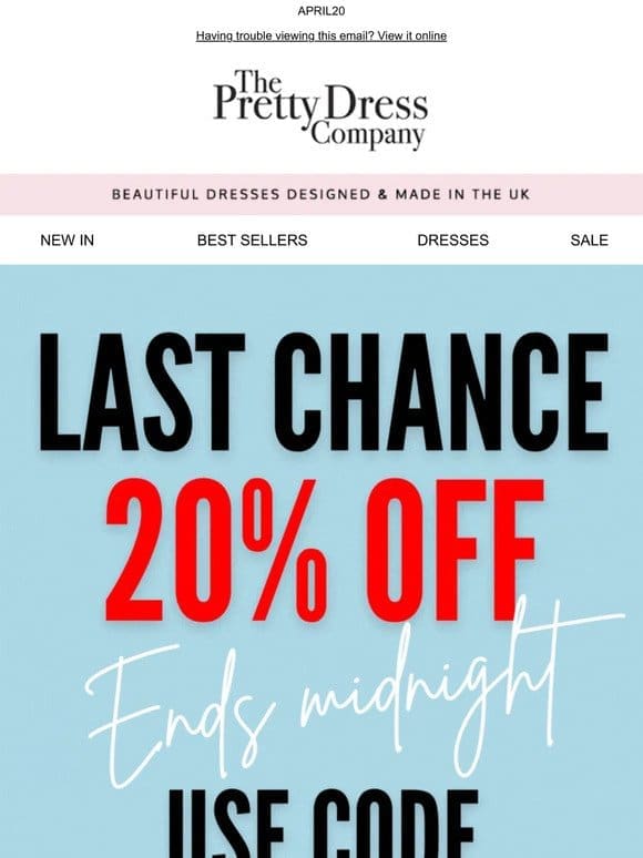 Last Chance For 20% OFF