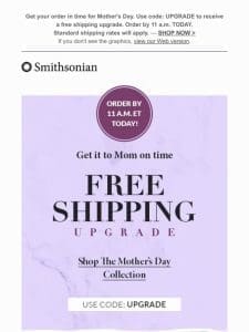 Last Chance for Free Shipping Upgrade
