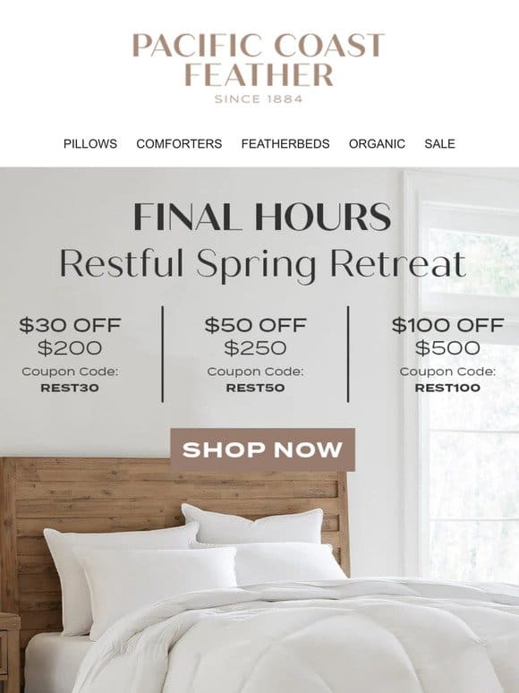 Last Chance to Enjoy $100 OFF Your Restful Spring Retreat
