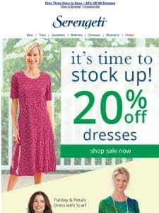 Last Chance to Save 20% on All Perfect Spring & Summer Dresses ~ Shop Now!