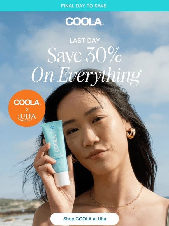 Last Day: 30% Off COOLA