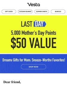 Last Day: $50 Mom’s Day Rewards Expire Today. Redeem Now!