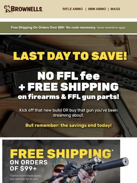 Last Day to save on FFL items