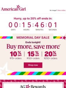 Last day for up to 20% off