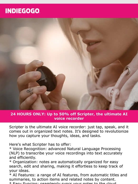 Live NOW on Drops: Flash deal on Scripter – AI Powered Voice Recorder