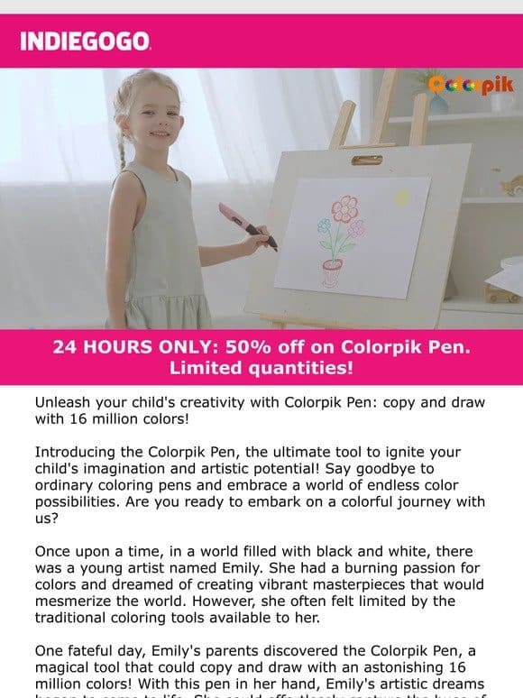 Live NOW on Indiegogo: Flash deal on Colorpik Pen: Copy and Draw with 16 Million Colors