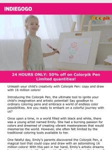 Live Now on Indiegogo: Flash Deal on Colorpik Pen – Copy and Draw with 16M Colors