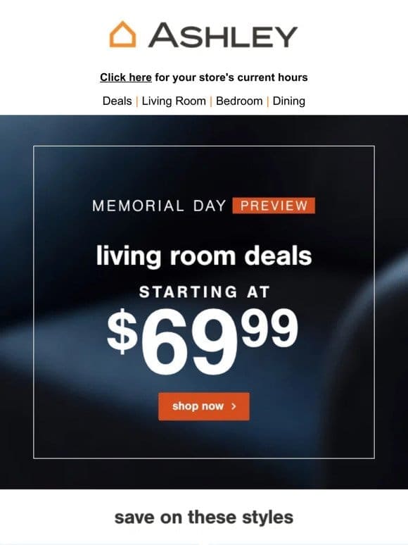 Living Room Steals: Starting at $69.99 for Memorial Day!