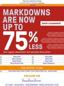 MARKDOWNS: Now to 75% off?