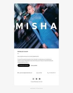 MISHA Customer account activation