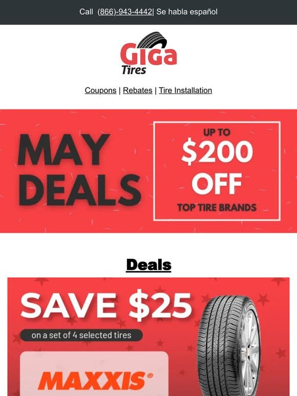 May Madness Deals! Huge Discounts on Tires